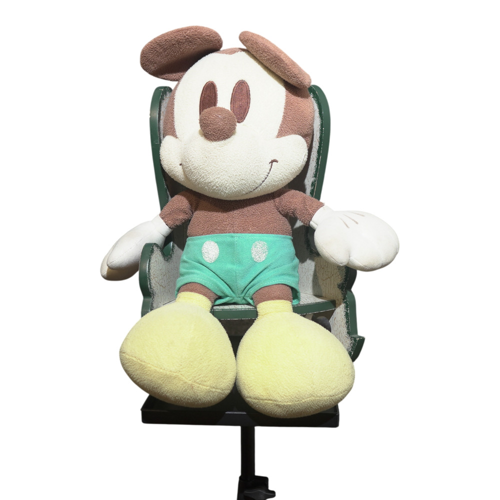 Vintage Retro-Style Mickey Mouse Plush 15” Brown & Cream Disney Collectible GUC